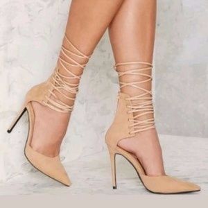 Nasty Gal Strap-Minded Lace-Up Heel (Size 6.5)